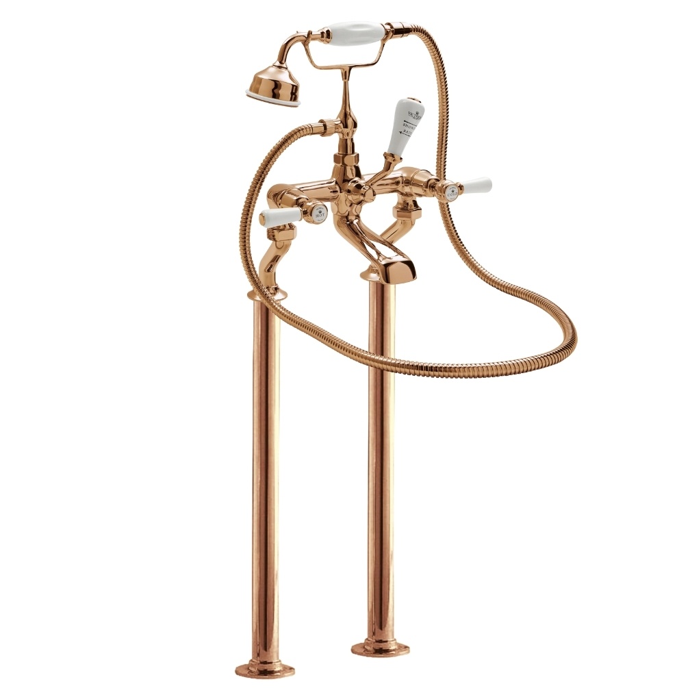 BC Designs Victrion Lever Copper Freestanding Bath Shower Mixer Cut Out